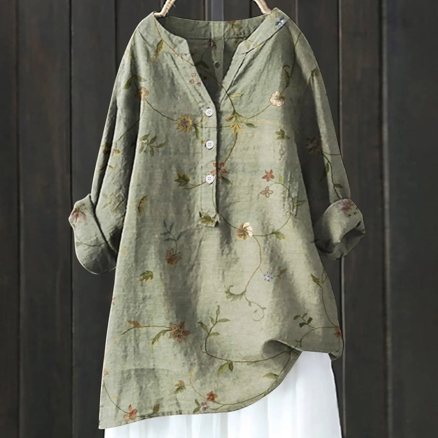 Women's blouse with long sleeves – Relaxed fit – Half button placket – Breathable fabric