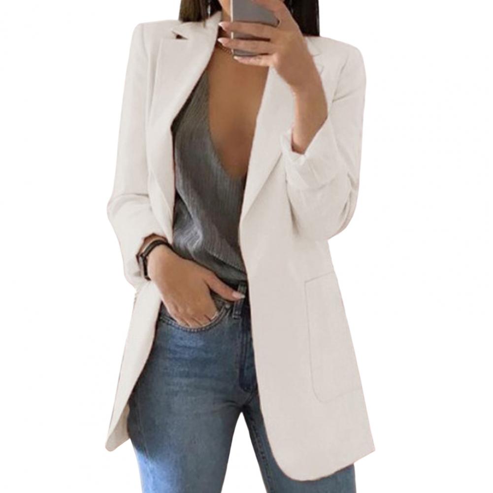 Women's Blazer – Tailored Fit – Hip Length – Large Pockets – Open Front