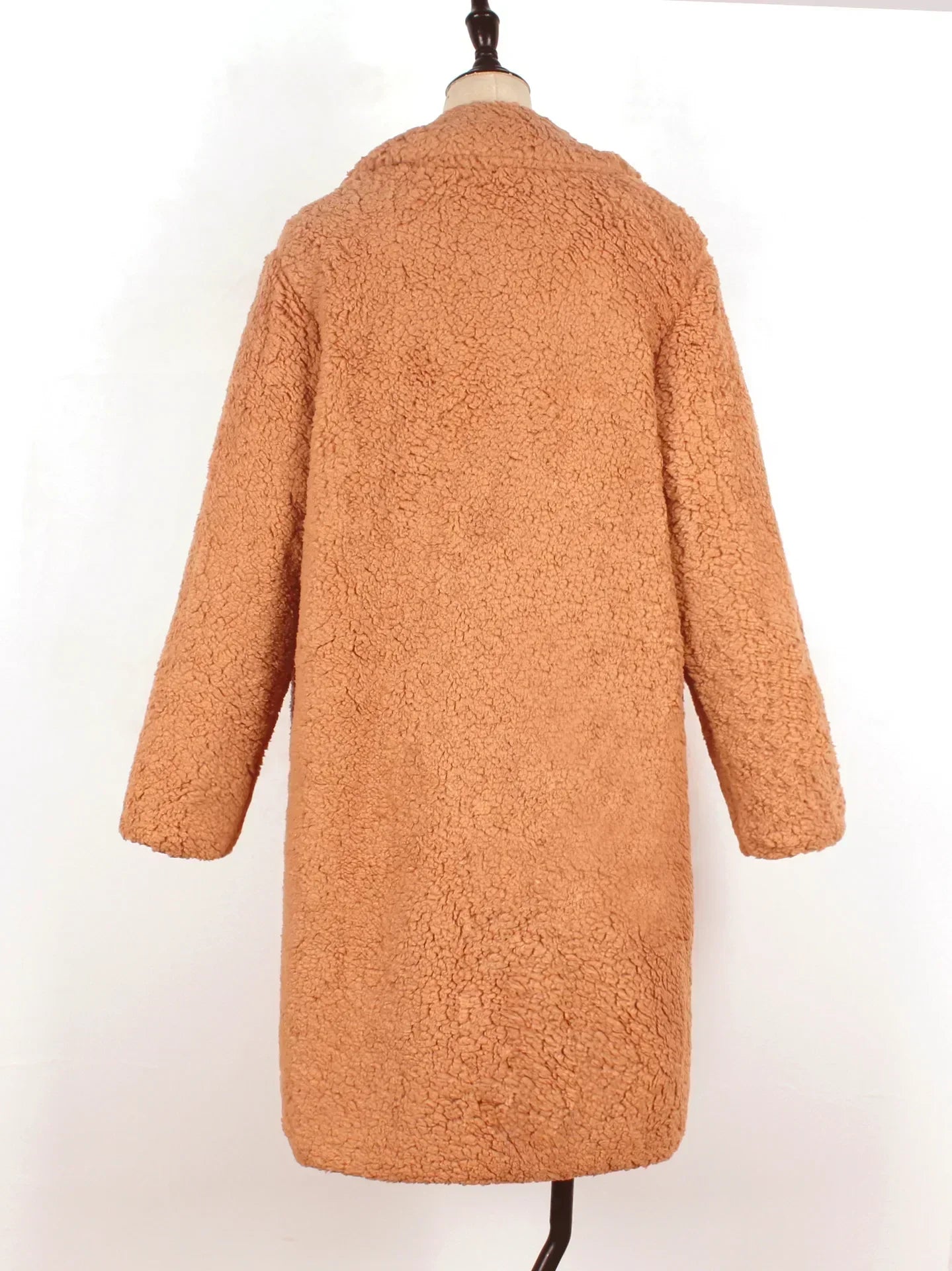 Women's Teddy Coat - Soft Faux Fur - Oversized Fit - Knee Length with Collar