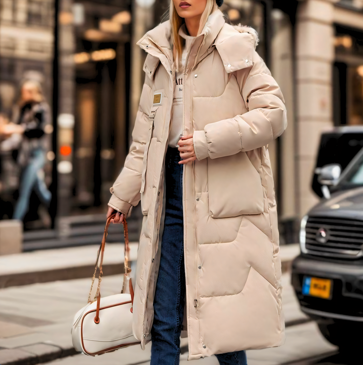 Julia Long Hooded Puffer Jacket | Quilted Padded Jacket