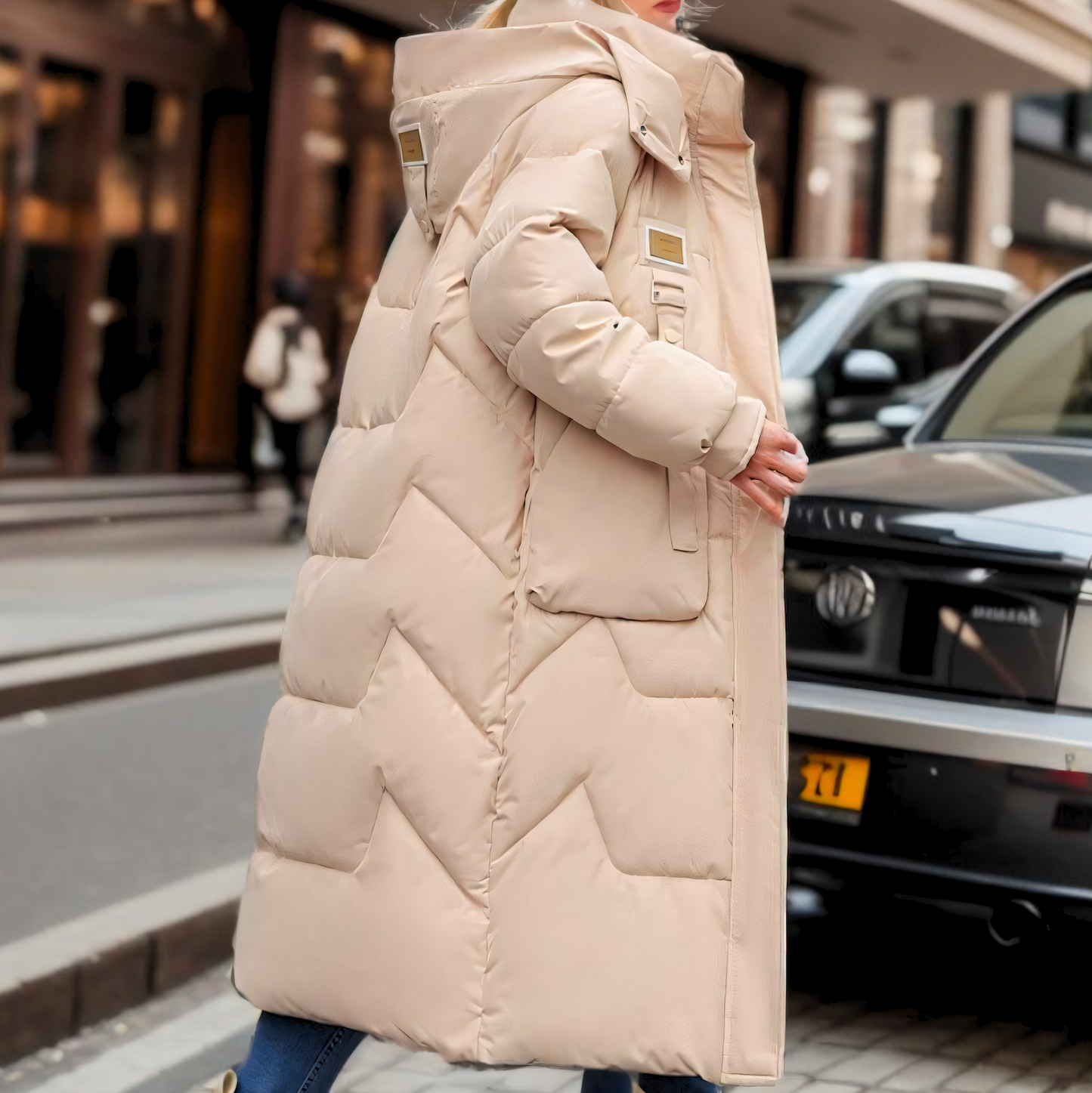 Julia Long Hooded Puffer Jacket | Quilted Padded Jacket