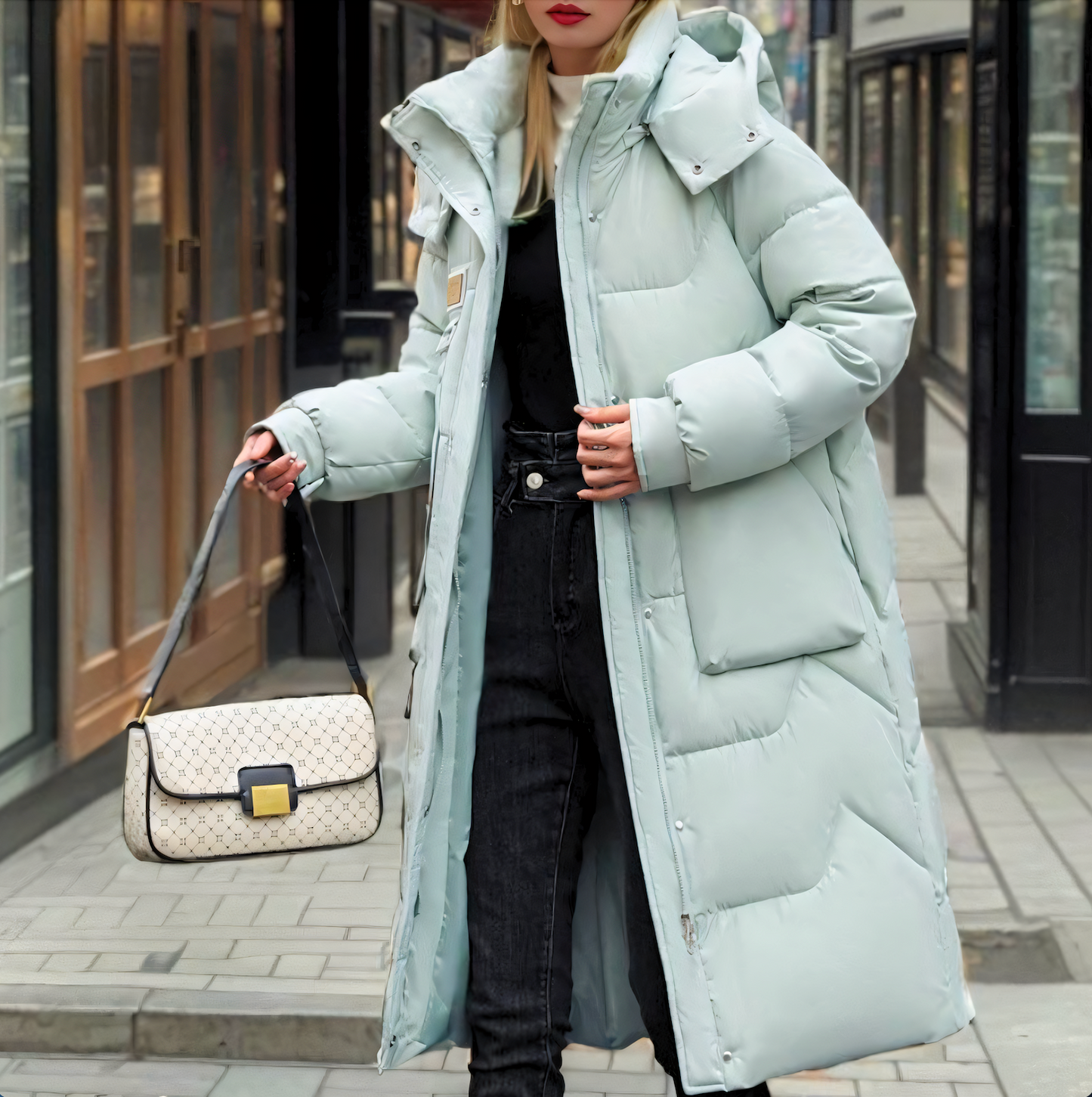 Julia Long Hooded Puffer Jacket | Quilted Padded Jacket