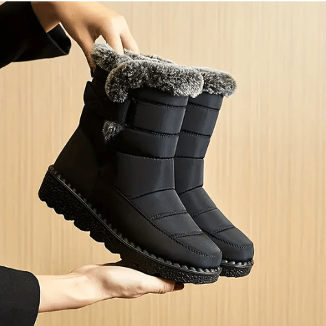 Women's Ankle Boots – Quilted Fit – Lined with Fur – Non-Slip Sole