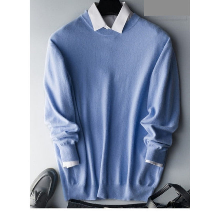 Herregenser – Klassisk Strikket Ull – Rund Hals – Langermet – Regular Fit