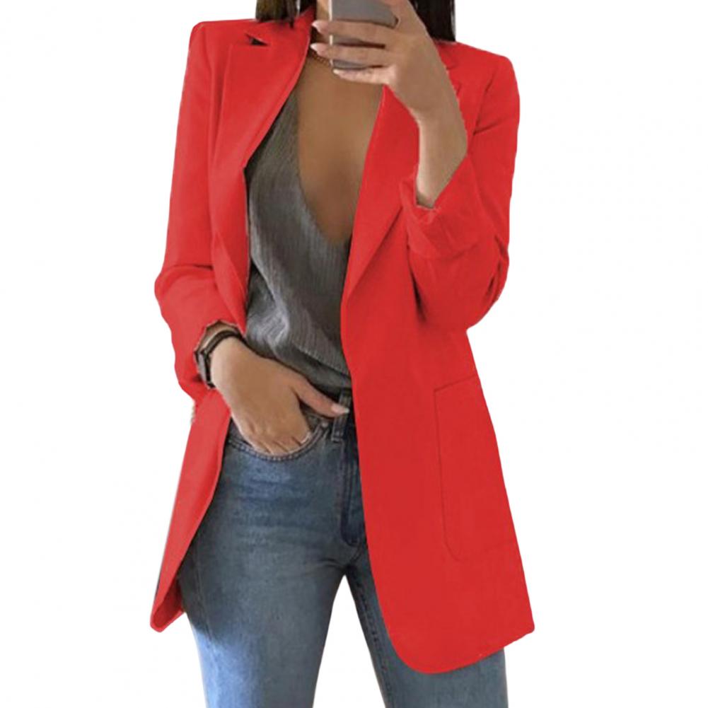 Women's Blazer – Tailored Fit – Hip Length – Large Pockets – Open Front