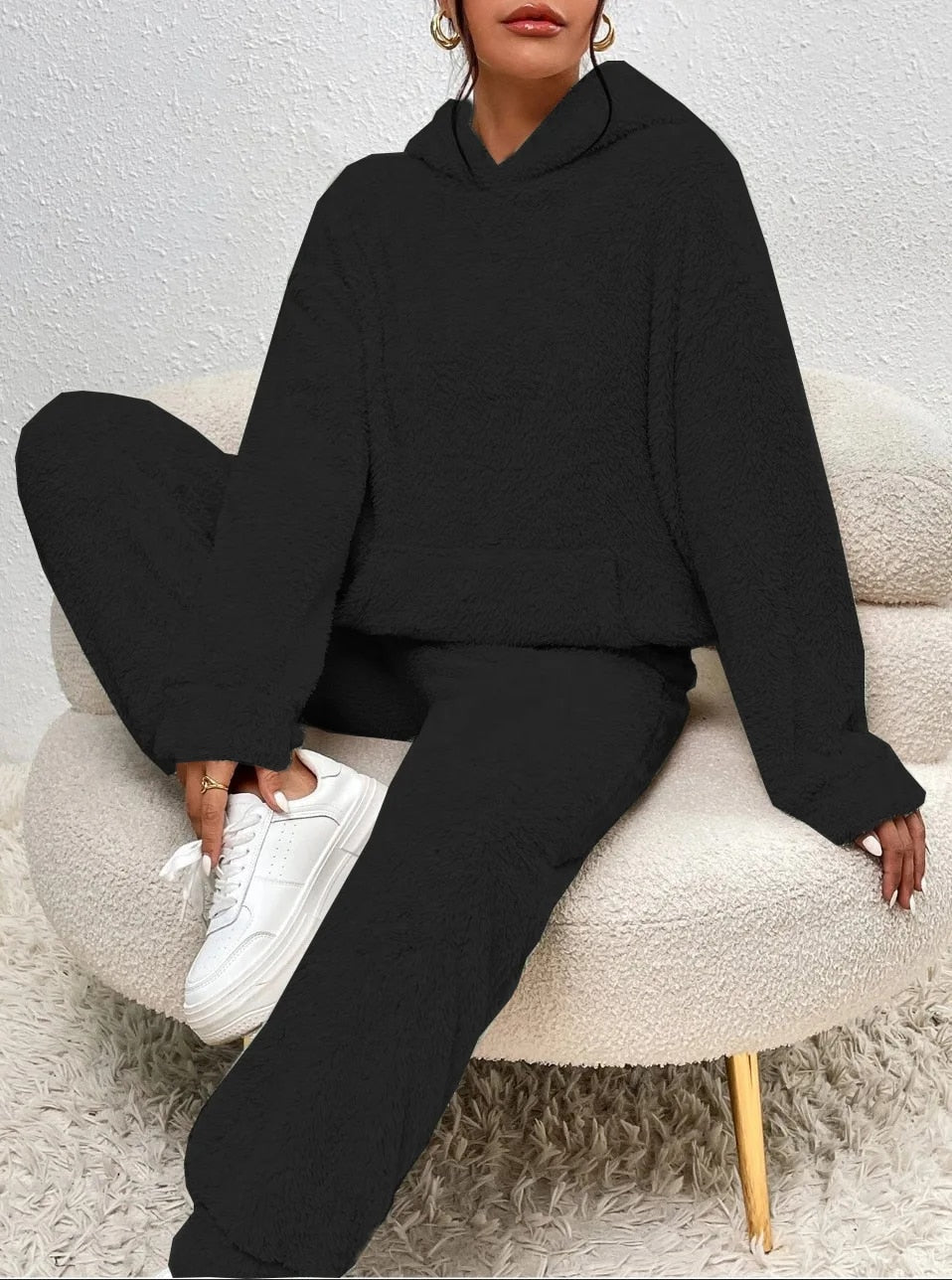 Women's Hoodie – Soft Sherpa Fleece – Relaxed Fit – Long-Sleeved and Warm