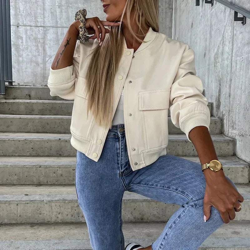 Women's Jacket – Relaxed Fit – Natural Fibers – Button Front – Pockets