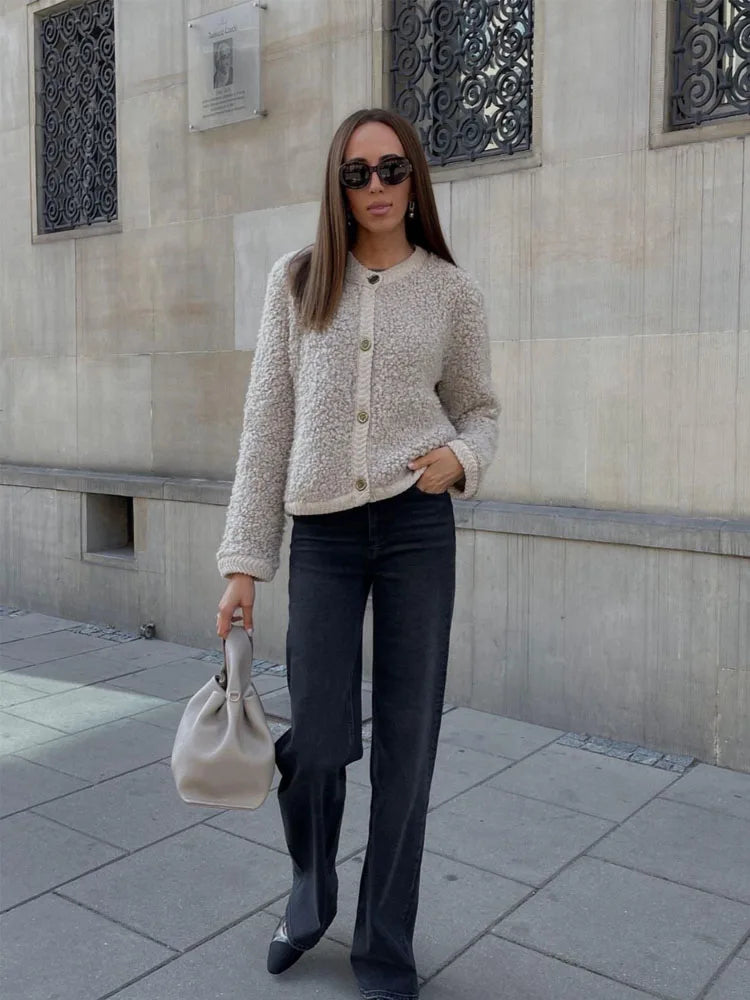 Women's Cardigan - Soft and Warm - Button Closure - Relaxed Fit - Short Length