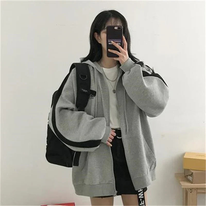 Women's Hoodie – Oversized Fit – Soft Cotton Blend – Zipper – Hood