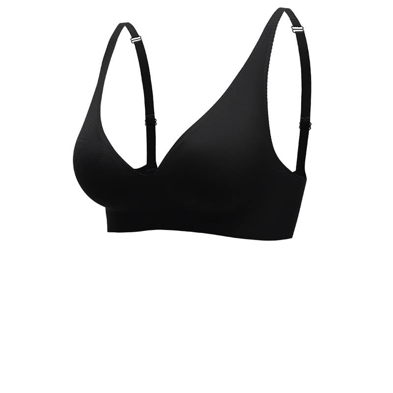 Women's Bra – Seamless V-neck – Wide Strap – Soft Breathable Blend – Removable Wire-free