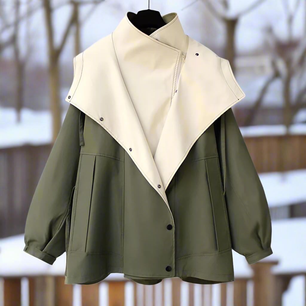 Gabriella Cotton Jacket | Draped Collar Relaxed Fit Jacket