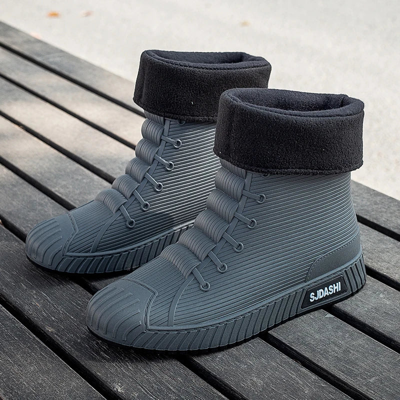 Men's Shoes High Top – Waterproof – Fleece Lined – Sturdy Sole – Mid-Height Shaft
