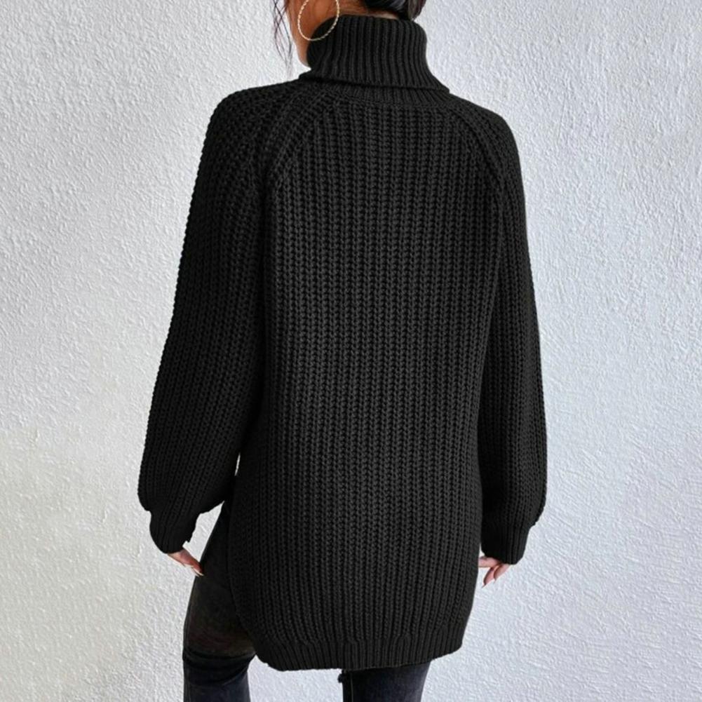 Women's Knitted Sweater - High Turtleneck - Soft and Thick Knit - Relaxed Fit