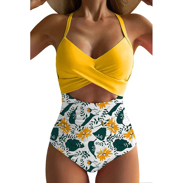 Swimsuit Women – Shaping Fit – Cross Front – Waist Cutout – Breathable Material