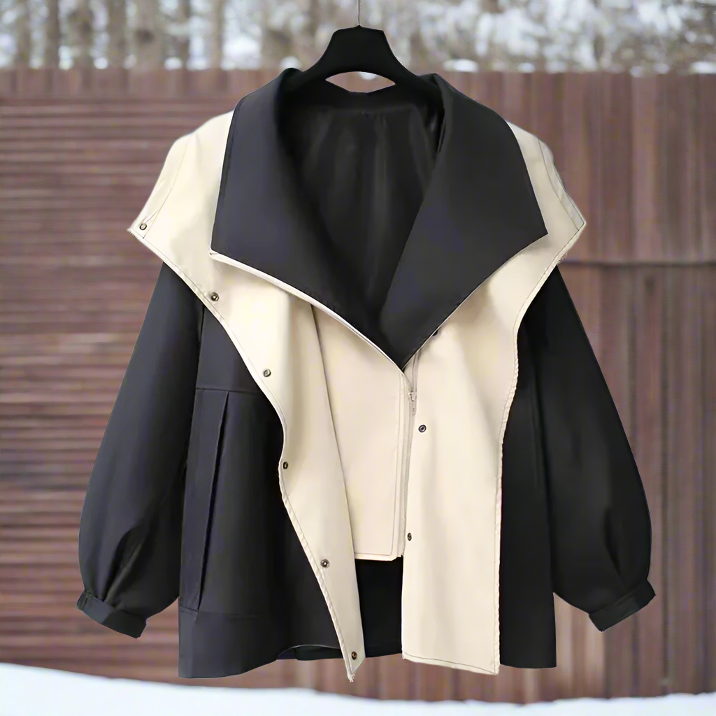 Gabriella Cotton Jacket | Draped Collar Relaxed Fit Jacket