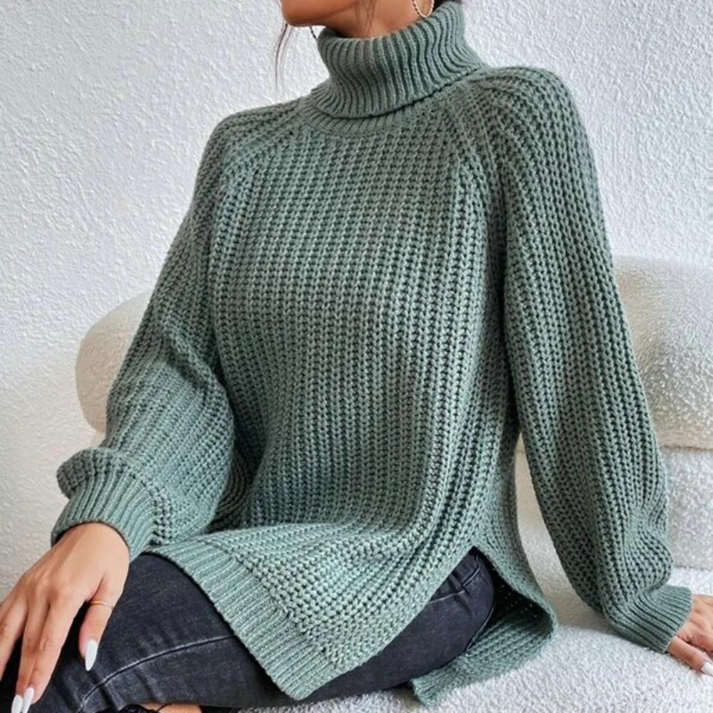 Women's Knitted Sweater - High Turtleneck - Soft and Thick Knit - Relaxed Fit