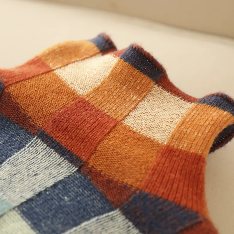Penelope Wool Sweater | Mock Neck Check stylish look for women