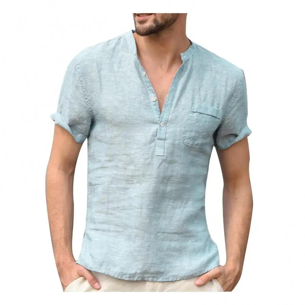 Men's T-shirt – Relaxed Fit – Natural Fibers – Short Sleeve – Chest Pocket