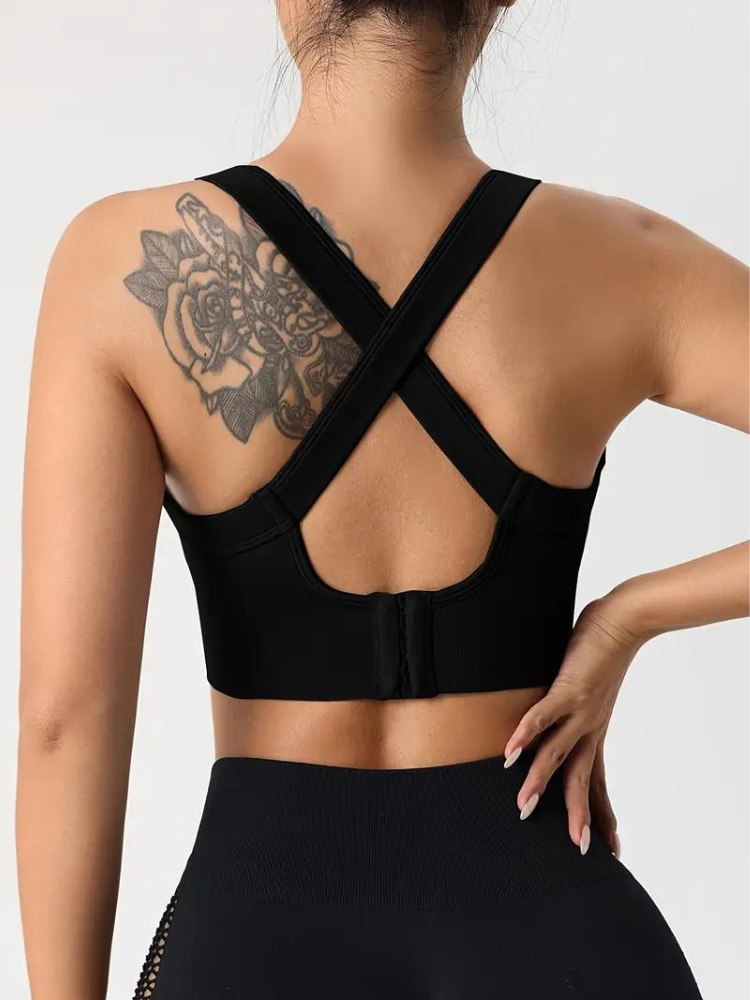 Women's Sports Bra – Seamless Support – Breathable Stretch – Wide Strap – Crop Fit