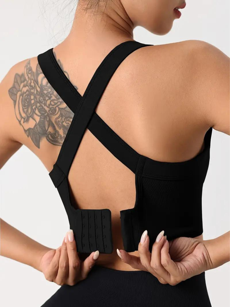Women's Sports Bra – Seamless Support – Breathable Stretch – Wide Strap – Crop Fit