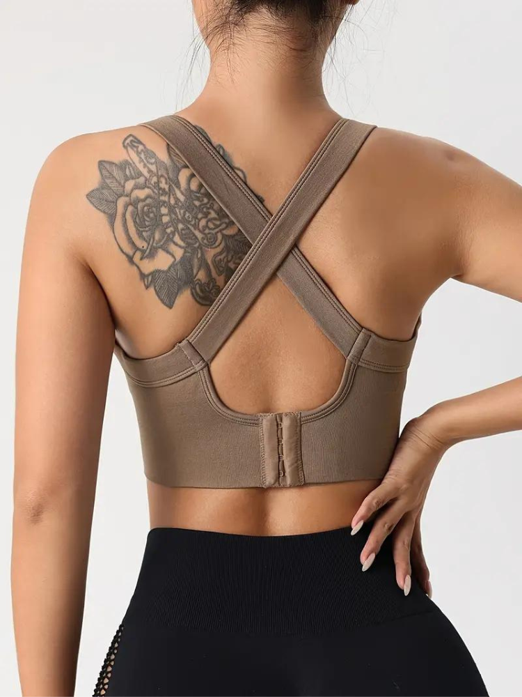Women's Sports Bra – Seamless Support – Breathable Stretch – Wide Strap – Crop Fit
