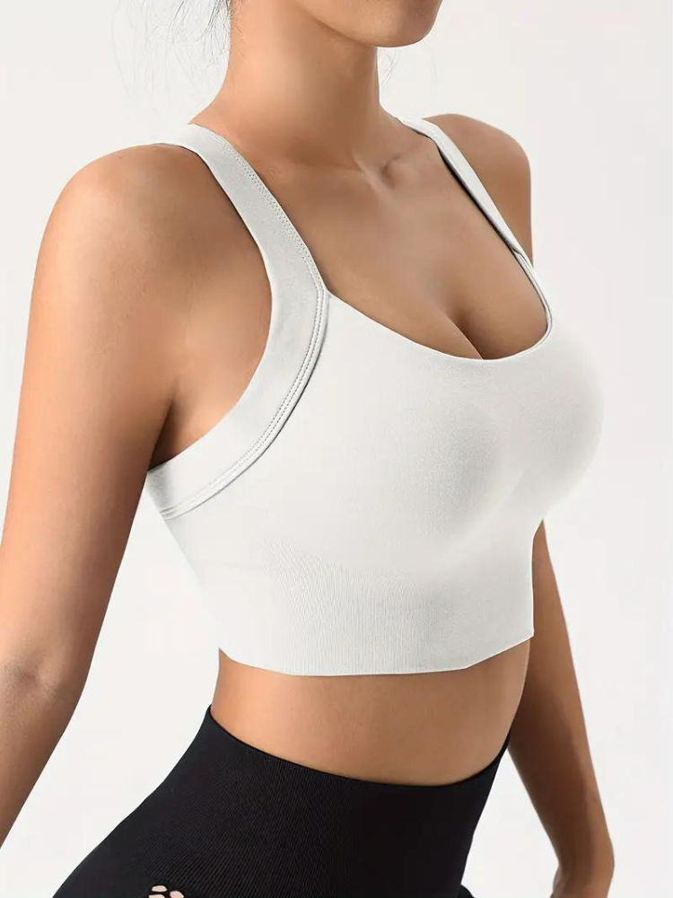 Women's Sports Bra – Seamless Support – Breathable Stretch – Wide Strap – Crop Fit