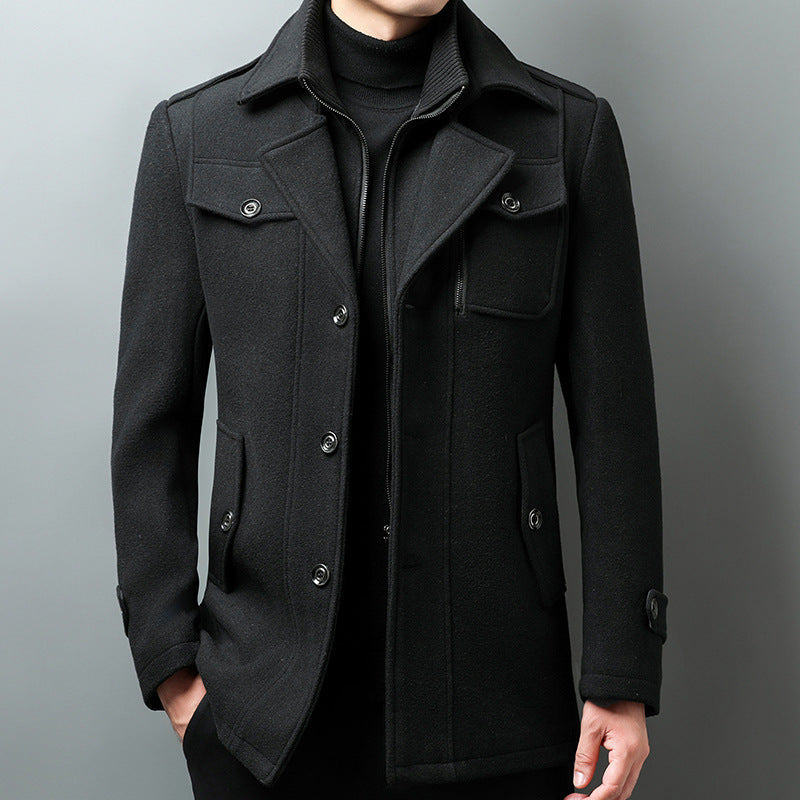 Men's Jacket – Structured Fit – Wool Blend – Button Closure – Epaulettes