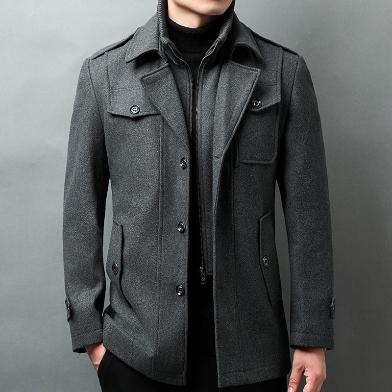 Men's Jacket – Structured Fit – Wool Blend – Button Closure – Epaulettes