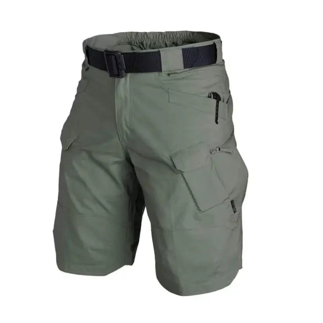 Men's Shorts – Cargo – Relaxed Fit – Belt – 6 Zipper Pockets – Cotton