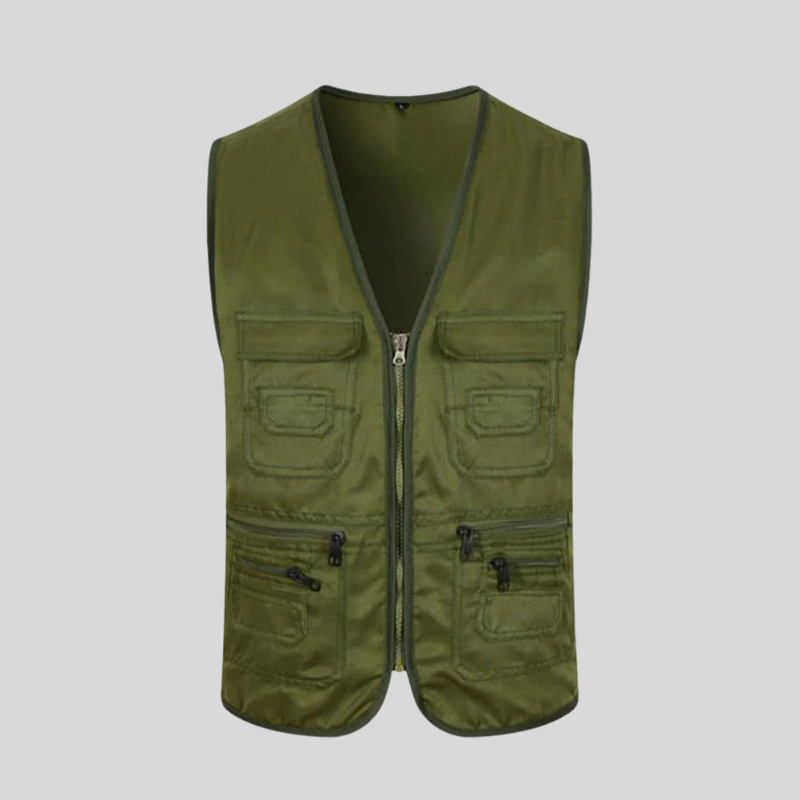 Herre Utility Vest - Lettvektsdesign - Multi-lomme - Glidelåslukking