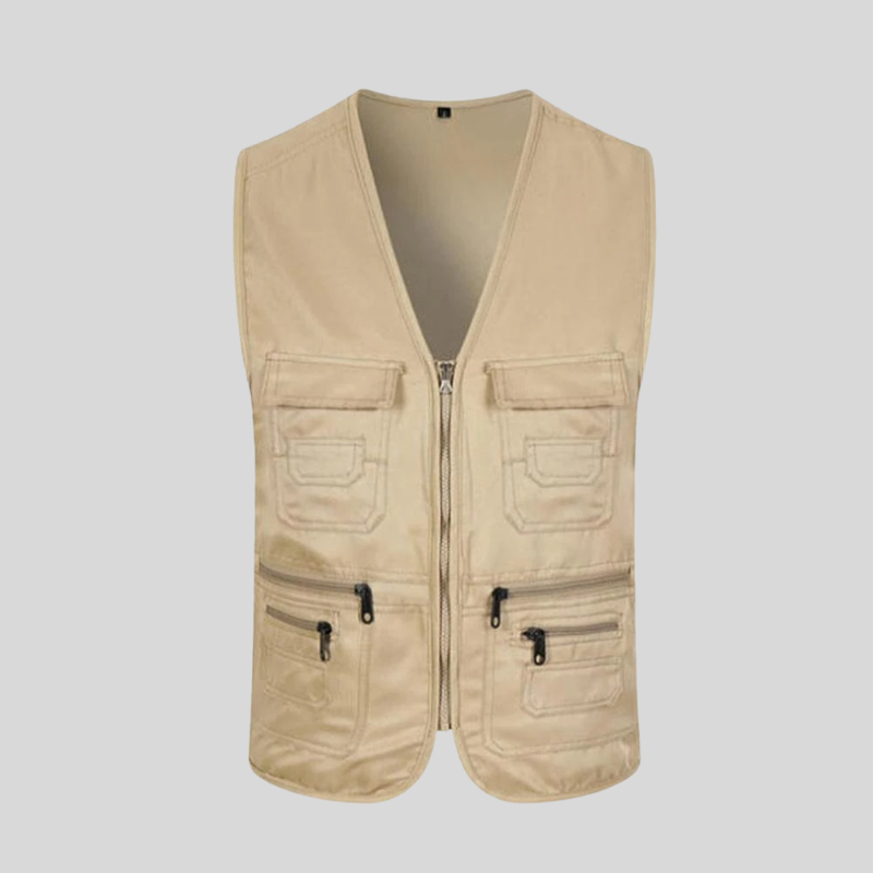Herre Utility Vest - Lettvektsdesign - Multi-lomme - Glidelåslukking