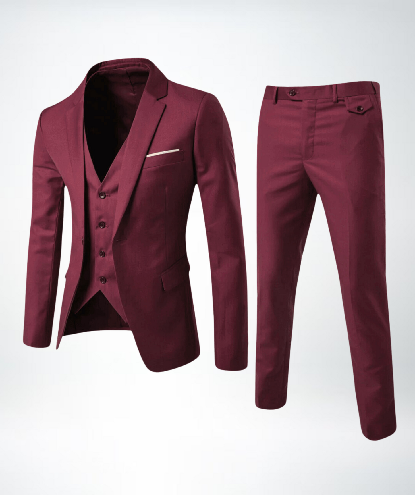 Men's Suit – Slim Fit – Wool Blend – Notch Lapel – Three-piece Formal Outfit