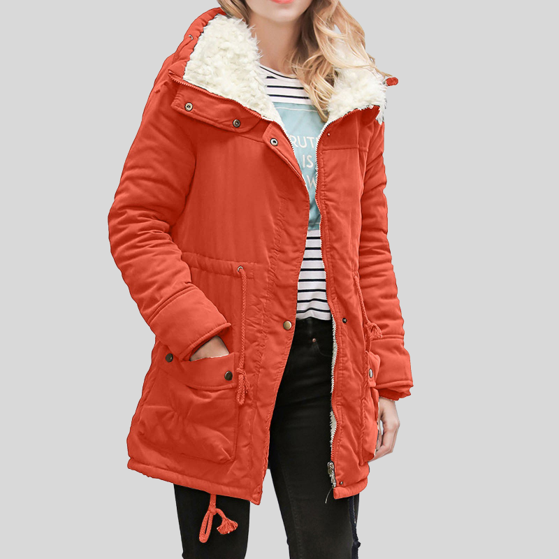 Women's Parka Jacket - Lined With Fur Trim - Adjustable Waist - Windproof and Warm