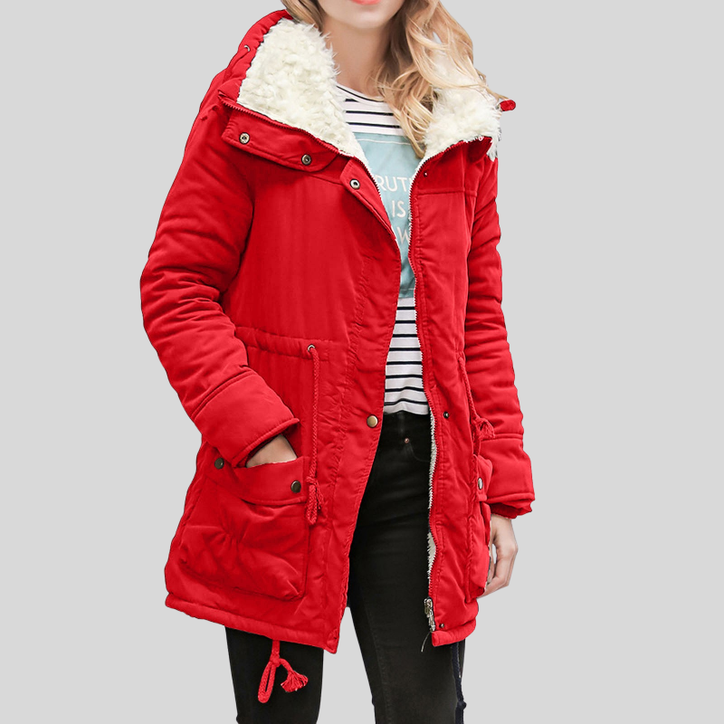 Women's Parka Jacket - Lined With Fur Trim - Adjustable Waist - Windproof and Warm