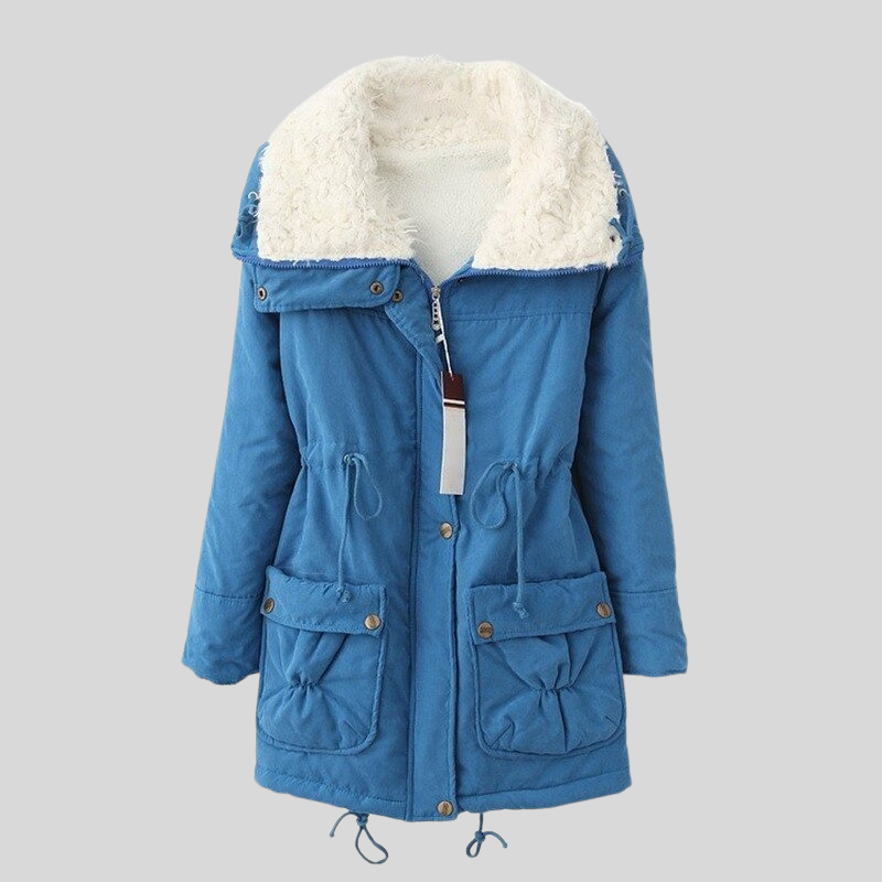 Women's Parka Jacket - Lined With Fur Trim - Adjustable Waist - Windproof and Warm