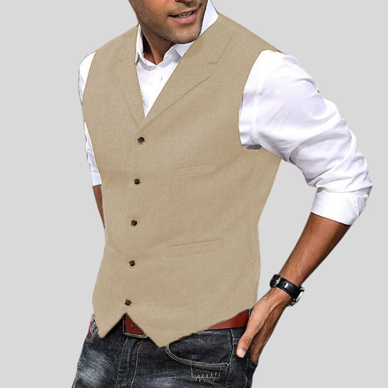 Jack - Soft men's vest with button placket and side pockets