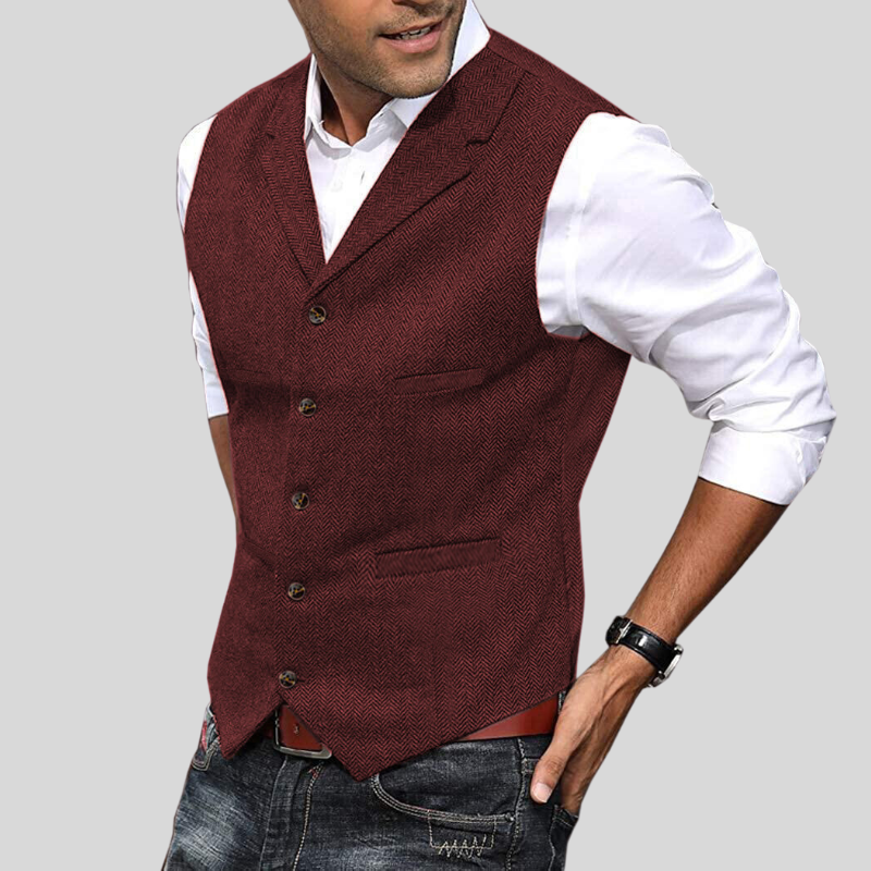 Jack - Soft men's vest with button placket and side pockets