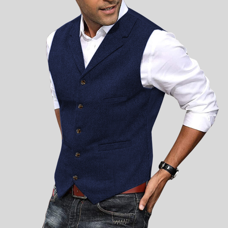Jack - Soft men's vest with button placket and side pockets
