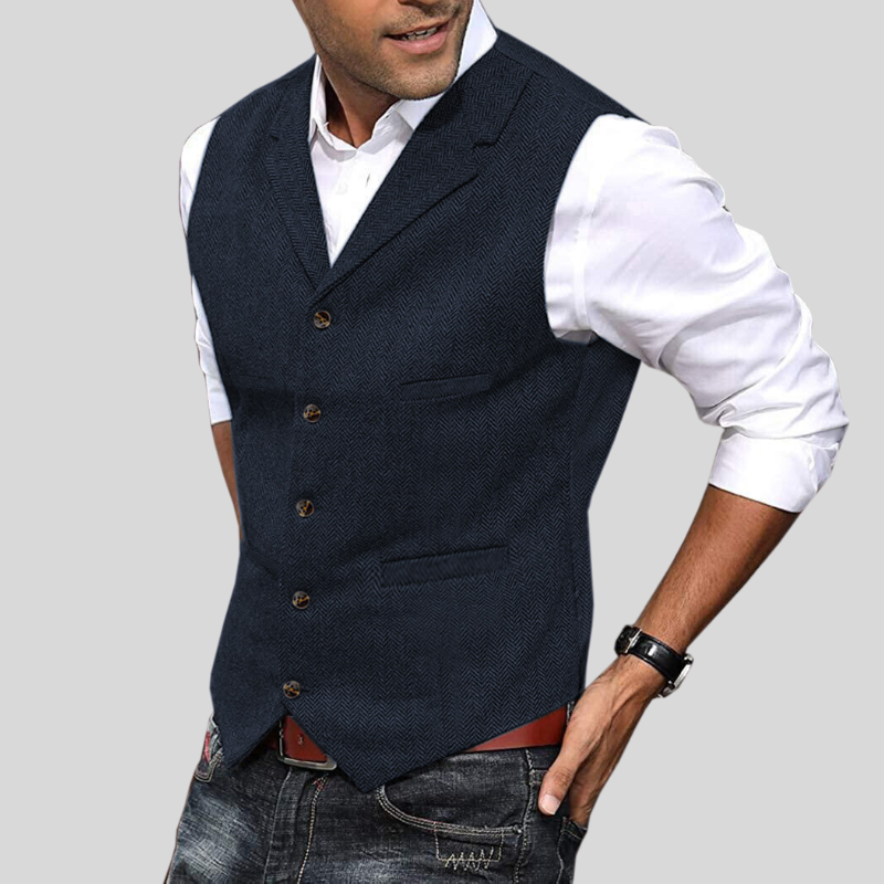 Jack - Soft men's vest with button placket and side pockets