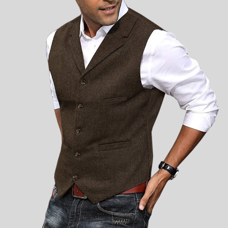 Jack - Soft men's vest with button placket and side pockets
