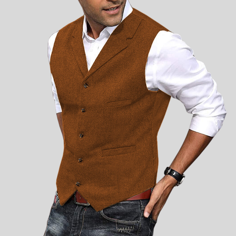 Jack - Soft men's vest with button placket and side pockets
