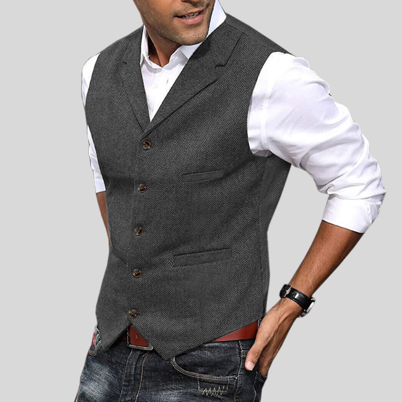 Jack - Soft men's vest with button placket and side pockets