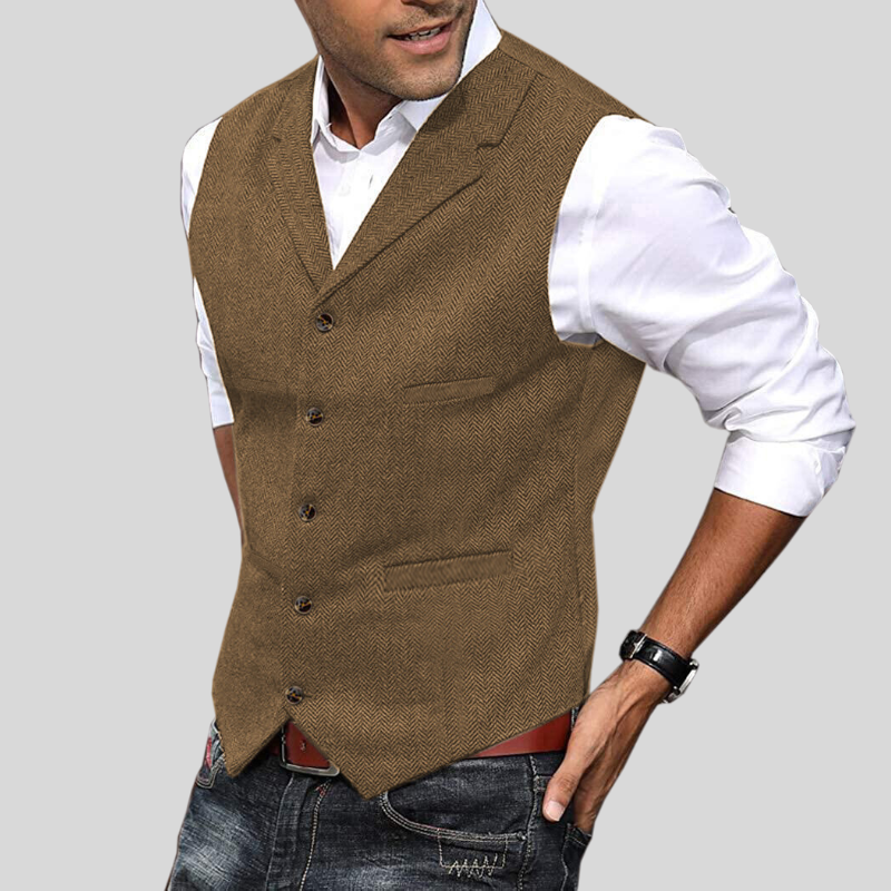 Jack - Soft men's vest with button placket and side pockets