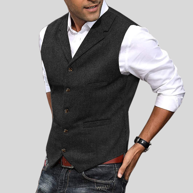 Jack - Soft men's vest with button placket and side pockets