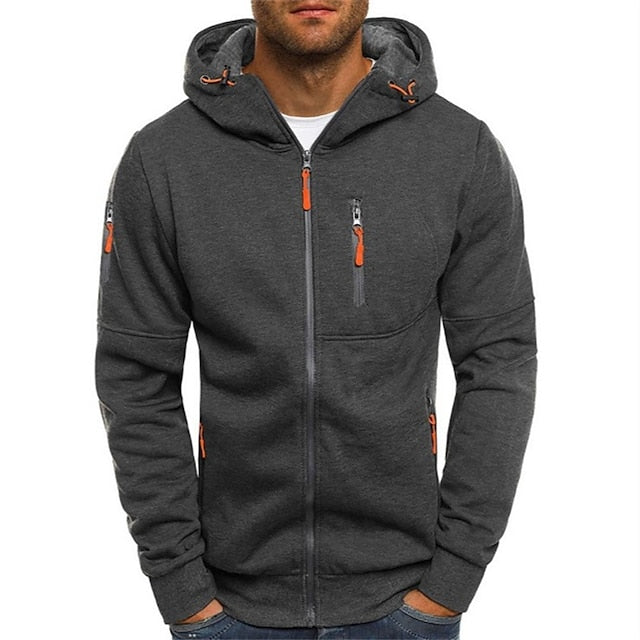 Men's Hoodie – Tailored Fit – Breathable Fabric – Zipper – Zippered Pockets