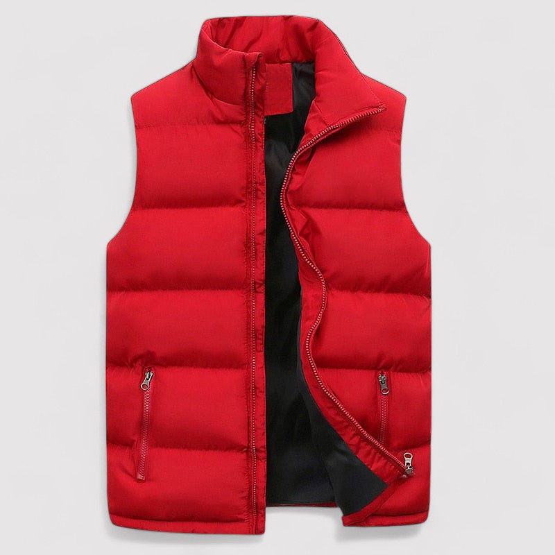 Men's Vest – Padded Quilted – Tailored Fit – Water-Repellent – Zipper Closure