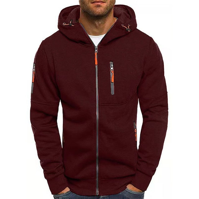 Men's Hoodie – Tailored Fit – Breathable Fabric – Zipper – Zippered Pockets
