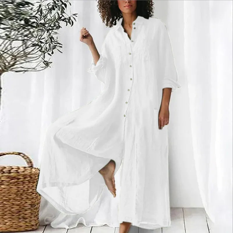 Women's Jumpsuit – Oversized Fit – Breathable Fabric – Full Length – Button Front