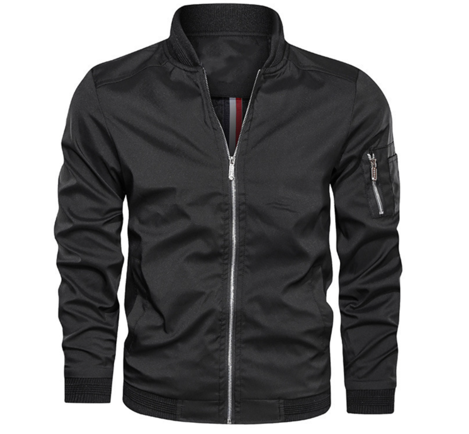 Men's Bomber Jacket – Regular Fit – Breathable Lightweight Fabric – Zipper Closure