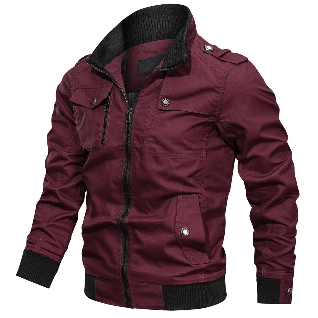 Men's Bomber Jacket – Regular Fit – Bomber Design with Ribbed Edges and Epaulettes – Multiple Pockets